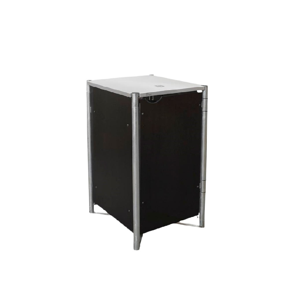 Faltbarer Beistelltisch mit Metallrahmen und Holzoberfläche